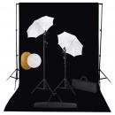 Fotostudio-Set mit Leuchten, Schirmen, Hintergrund, Reflektor