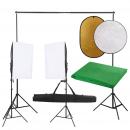 Fotostudio-Set mit Beleuchtung, Hintergrund und Reflektor