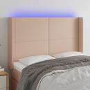 LED Kopfteil Cappuccino-Braun 147x16x118/128cm Kunstleder