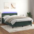 Boxspringbett mit Matratze & LED Dunkelgrün 140x190 cm Samt