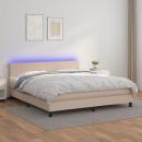 Boxspringbett mit Matratze & LED Cappuccino-Braun 160x200cm