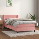 Boxspringbett mit Matratze Rosa 90x190 cm Samt