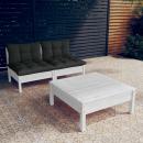 3-tlg. Garten-Lounge-Set mit Anthrazit Kissen Kiefernholz