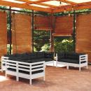 8-tlg. Garten-Lounge-Set mit Kissen Massivholz Kiefer