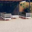 7-tlg. Garten-Lounge-Set mit Anthrazit Kissen Kiefernholz