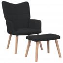 Relaxsessel mit Hocker Schwarz Stoff