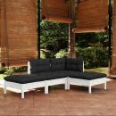 4-tlg. Garten-Lounge-Set mit Kissen Kiefer Massivholz