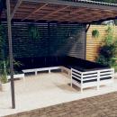 11-tlg. Garten-Lounge-Set mit Kissen Weiß Kiefernholz