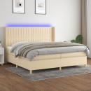 Boxspringbett mit Matratze & LED Creme 200x200 cm Stoff