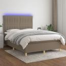 Boxspringbett mit Matratze & LED Taupe 140x200 cm Stoff