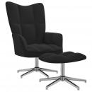 Relaxsessel mit Hocker Schwarz Samt