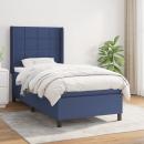 Boxspringbett mit Matratze Blau 100x200 cm Stoff