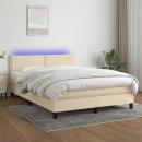 Boxspringbett mit Matratze & LED Creme 140x190 cm Stoff