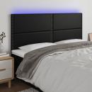 LED Kopfteil Schwarz 200x5x118/128 cm Kunstleder