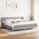 Boxspringbett mit Matratze Hellgrau 200x200 cm Stoff