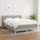 Boxspringbett mit Matratze Hellgrau 140x190 cm Stoff