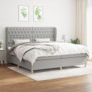 Boxspringbett mit Matratze Hellgrau 200x200 cm Stoff