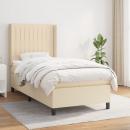 Boxspringbett mit Matratze Creme 90x190 cm Stoff