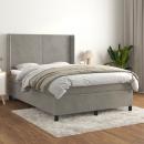 Boxspringbett mit Matratze Hellgrau 140x190 cm Samt