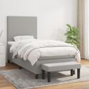 Boxspringbett mit Matratze Hellgrau 90x190 cm Stoff