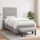 Boxspringbett mit Matratze Hellgrau 100x200 cm Stoff