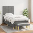 Boxspringbett mit Matratze Dunkelgrau 90x200 cm Stoff