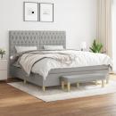 Boxspringbett mit Matratze Hellgrau 180x200 cm Stoff