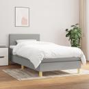 Boxspringbett mit Matratze Hellgrau 100x200 cm Stoff