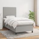 Boxspringbett mit Matratze Hellgrau 100x200 cm Stoff