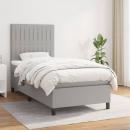 Boxspringbett mit Matratze Hellgrau 90x200 cm Stoff