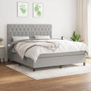 Boxspringbett mit Matratze Hellgrau 160x200 cm Stoff