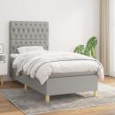 Boxspringbett mit Matratze Hellgrau 90x200 cm Stoff