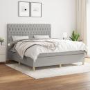 Boxspringbett mit Matratze Hellgrau 180x200 cm Stoff