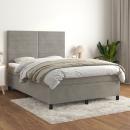 Boxspringbett mit Matratze Hellgrau 140x200 cm Samt