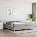 Boxspringbett mit Matratze Hellgrau 200x200 cm Stoff