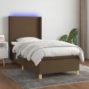 Boxspringbett mit Matratze & LED Dunkelbraun 80x200 cm Stoff