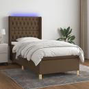 Boxspringbett mit Matratze & LED Dunkelbraun 80x200 cm Stoff