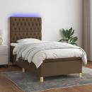 Boxspringbett mit Matratze & LED Dunkelbraun 80x200 cm Stoff