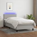 Boxspringbett mit Matratze & LED Hellgrau 80x200 cm Stoff