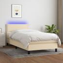 Boxspringbett mit Matratze & LED Creme 100x200 cm Stoff