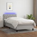 Boxspringbett mit Matratze & LED Hellgrau 90x200 cm Stoff