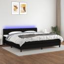 Boxspringbett mit Matratze & LED Schwarz 200x200 cm Stoff