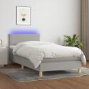 Boxspringbett mit Matratze & LED Hellgrau 100x200 cm Stoff