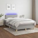 Boxspringbett mit Matratze & LED Hellgrau 120x200 cm Stoff