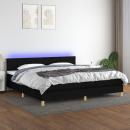 Boxspringbett mit Matratze & LED Schwarz 200x200 cm Stoff