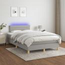 Boxspringbett mit Matratze & LED Hellgrau 120x200 cm Stoff