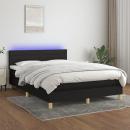 Boxspringbett mit Matratze & LED Schwarz 140x200 cm Stoff