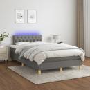 Boxspringbett mit Matratze & LED Dunkelgrau 120x200 cm Stoff 