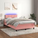 Boxspringbett mit Matratze & LED Rosa 120x200 cm Samt