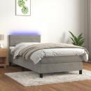 Boxspringbett mit Matratze & LED Hellgrau 100x200 cm Samt